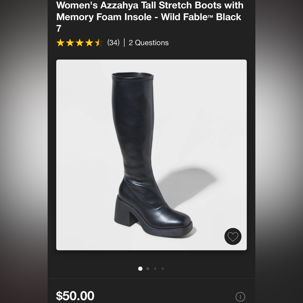 Women's Azzahya Tall Stretch Boots with Memory Foam Insole - Wild Fable™ Black